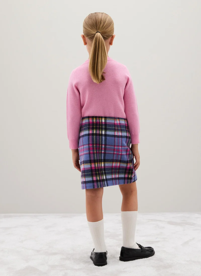 او في اس OVS Girls' Skirt In Multicoloured Wool Blend With Fringes